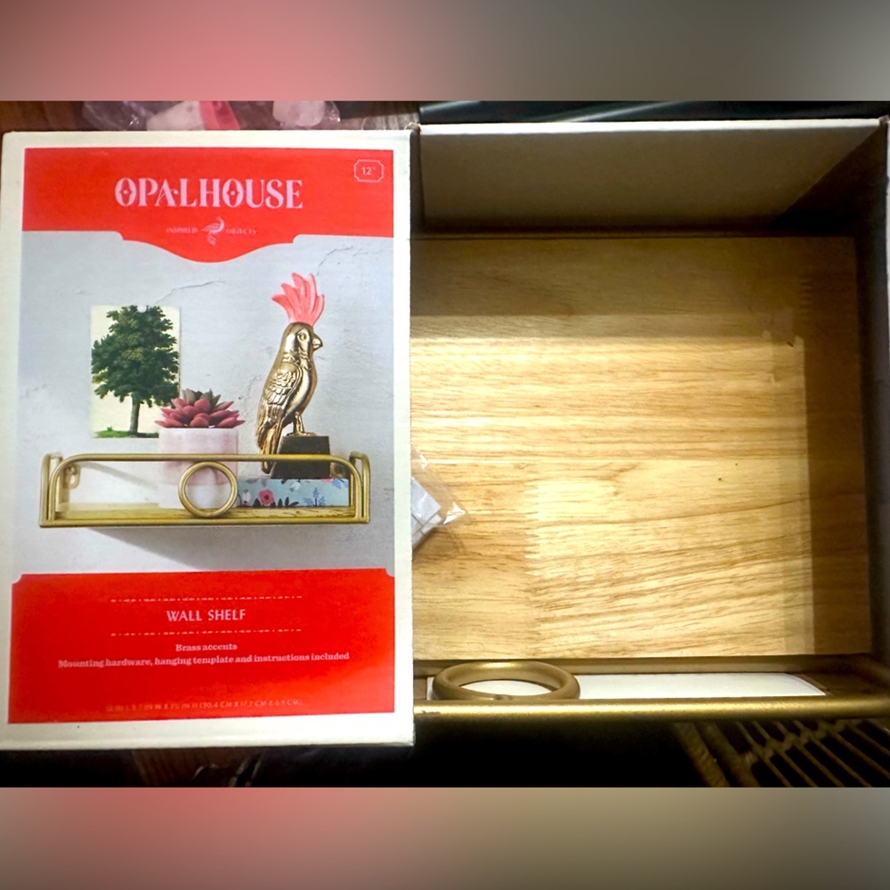 Opalhouse shelf wood and gold 12in